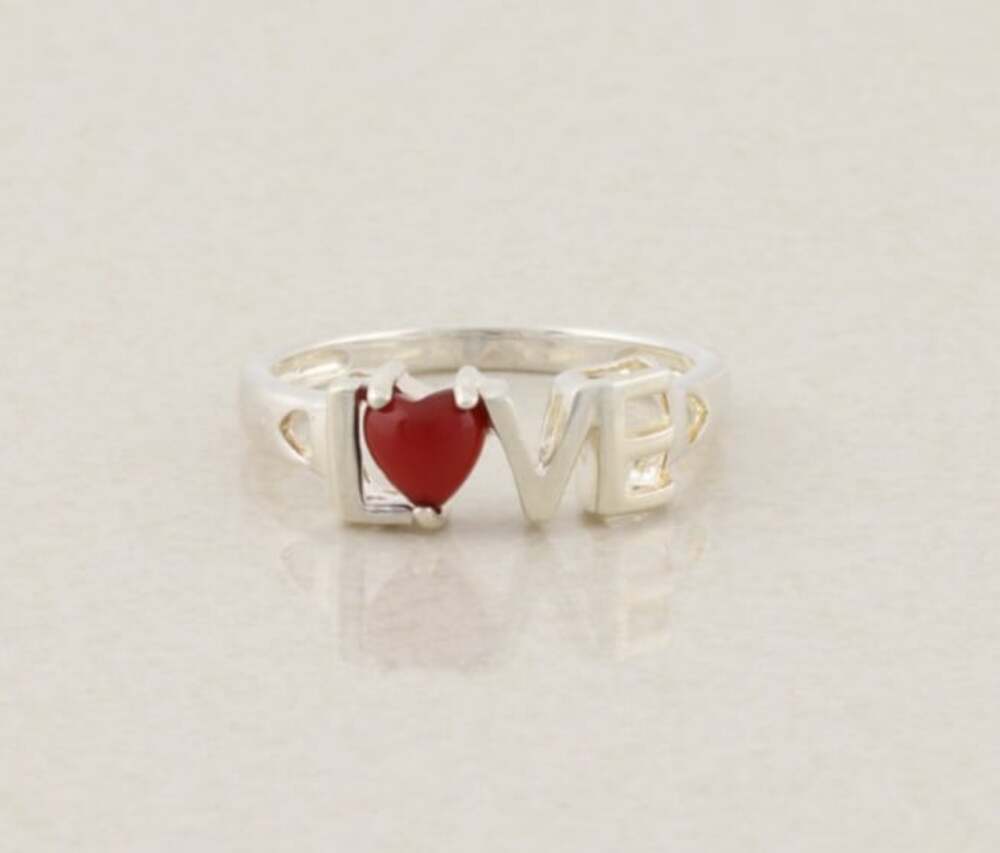 Sterling Silver Natural Carnelian Love Ring Size 11